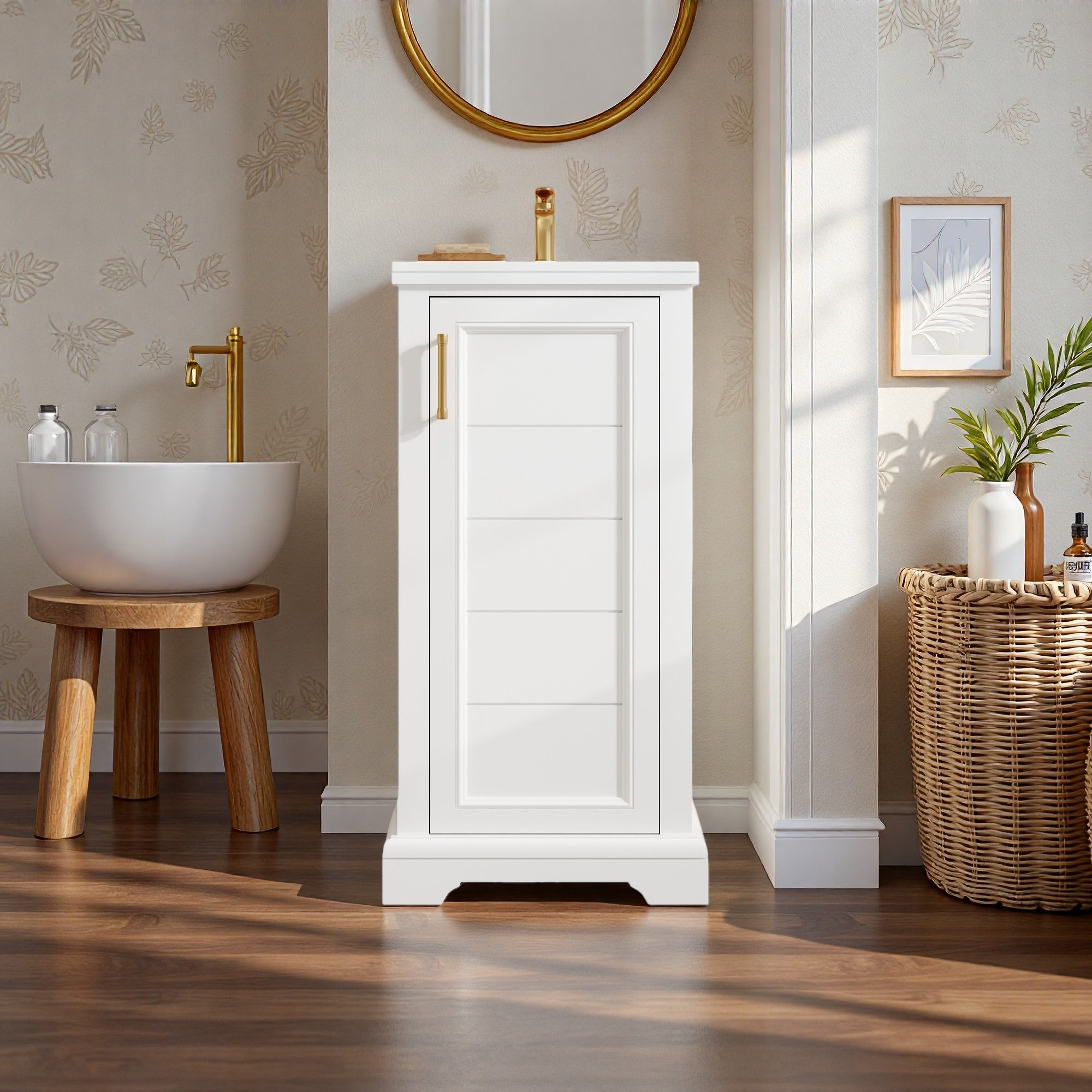 Winston Porter 16-Inch Bathroom Vanity With Ceramic Sink, Freestanding ...