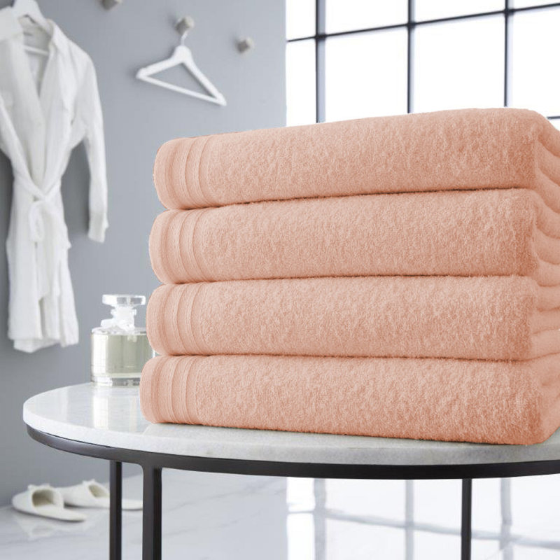 Lazayah Midweight Bath Sheet, Peach
