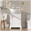 Meuble-lavabo autoportant de style français de 20 po avec lavabo en céramique, porte à fermeture douce et lavabo en céramique bombé, blanc-133709790