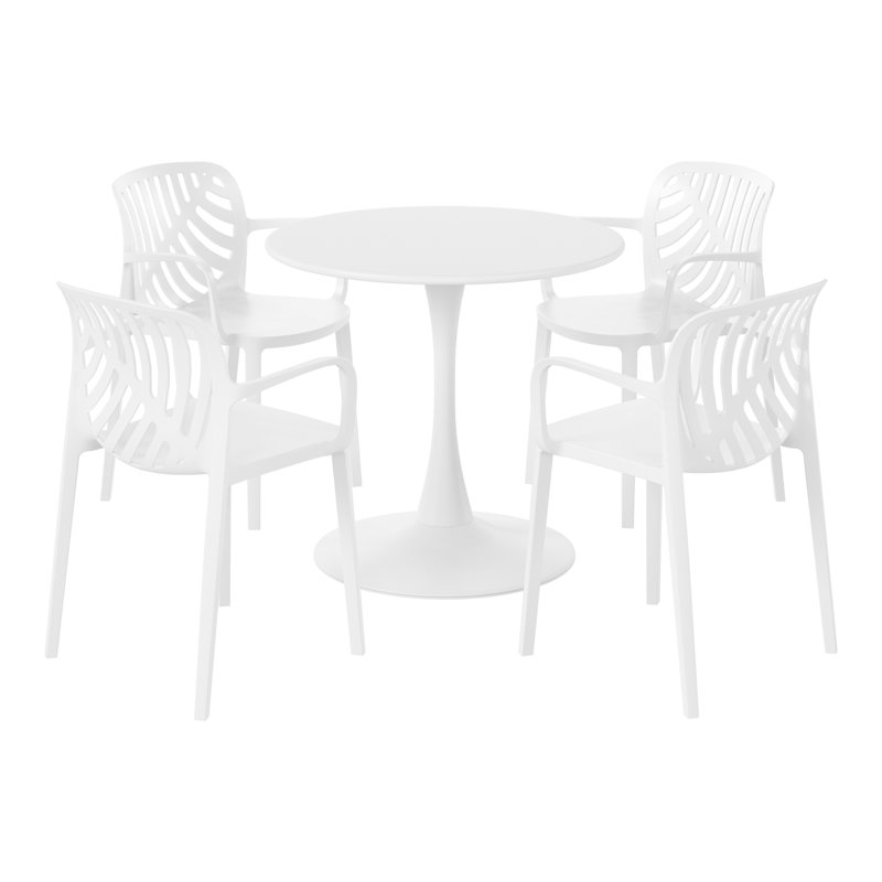 Ensemble repas d'extérieur rond, Blanc