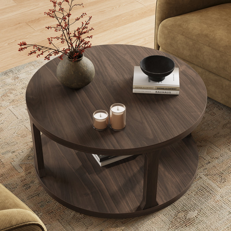 31.5" Round Coffee Table, Brown