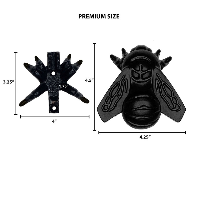 Heurtoir de porte bourdon, H 4,5 po x l 4,5 po x P 2 po, Noir mat