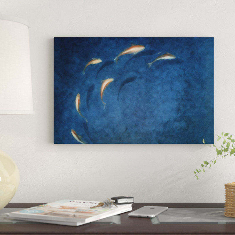 «Goldfish Pool» par Lincoln Seligman, impression sur toile tendue, H 8 po x l 12 po x P 0,75 po, Toile tendue, Pas de tapis