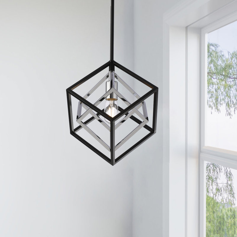 Luminaire suspendu chromé à 1 lumière Zema