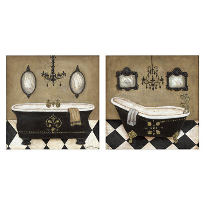 Elegant Bathroom with Chandeliers 2pc Canvas Set, design by Janet Tava