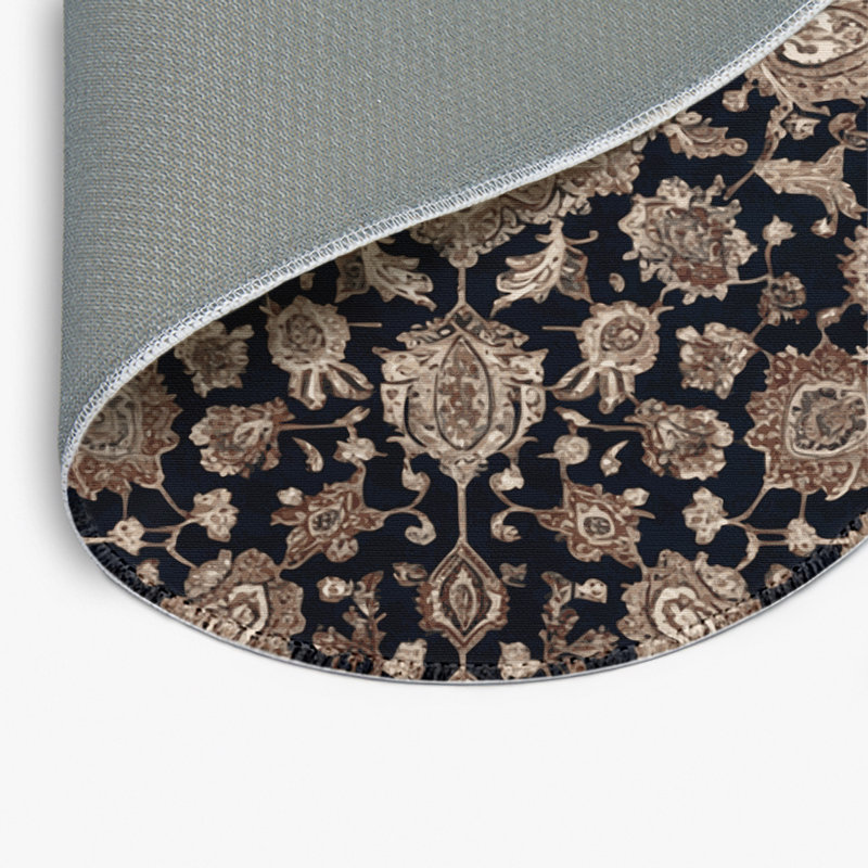 Tapis d'intérieur et d'extérieur gris Persian, Rond 5 pi