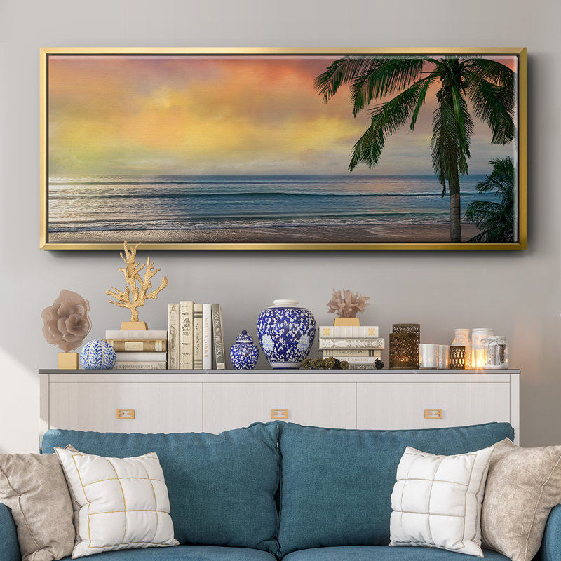Sunset Cove II, reproduction d'art sur toile, H 20 po x l 50 po x P 1,5 po, Or
