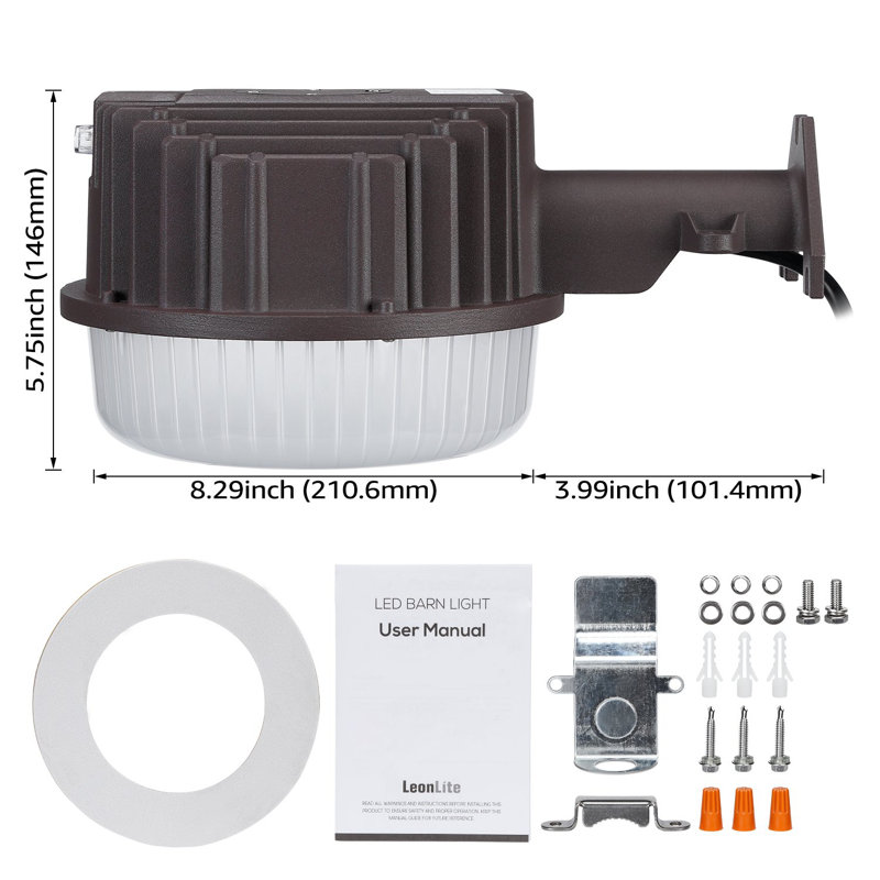 Projecteur de crépuscule à l'aube, lumières de grange à DEL équivalentes à 80 W et 800 W, lumière du jour à 5000 K