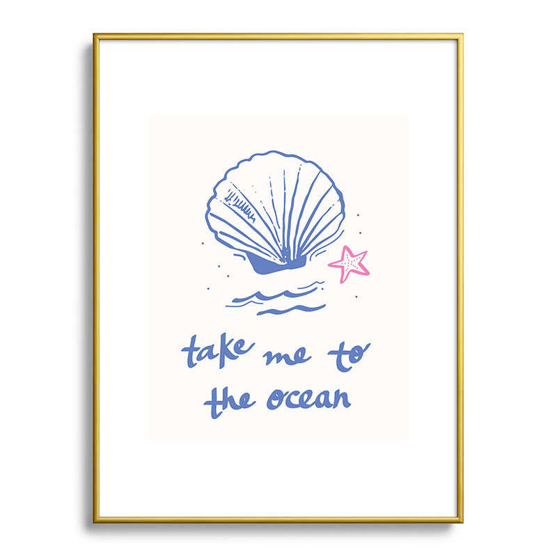 «April Lane Art Take Me to the Ocean», reproduction d'art encadrée, Or, H 24 po x l 18 po