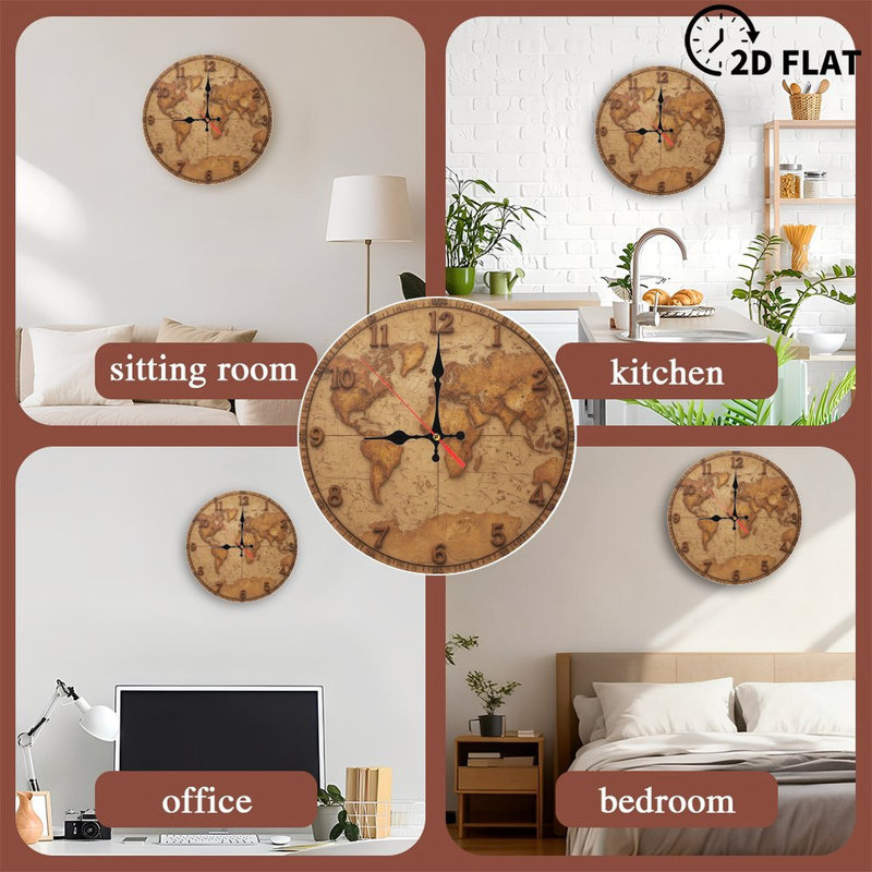 Horloge sur carte du monde