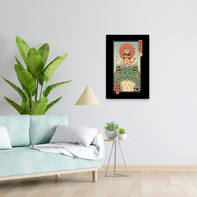 Art contemporain rétro, grenouille de chat, H 24 po x l 16 po