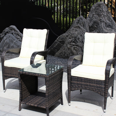 Outdoor Furniture 3 Piece : Sectional With Beige Back Cushions & Coffee Table - Seating Patio : For Use
