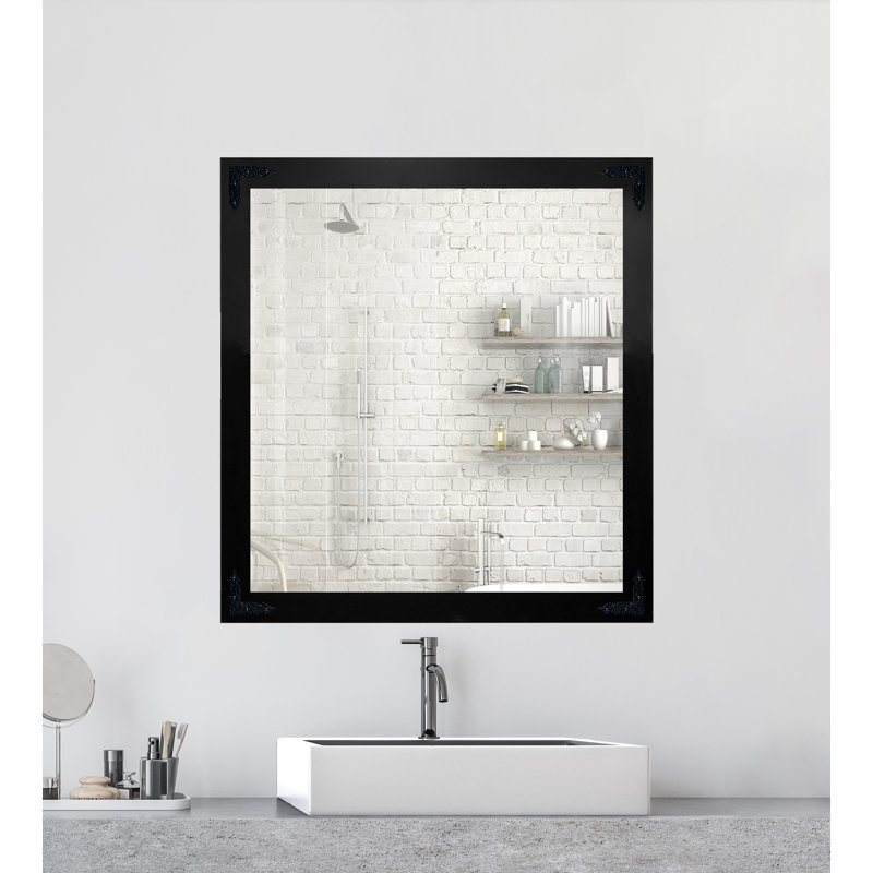 Heavner Flat Wall Mirror, Black, 21" H x 21" W
