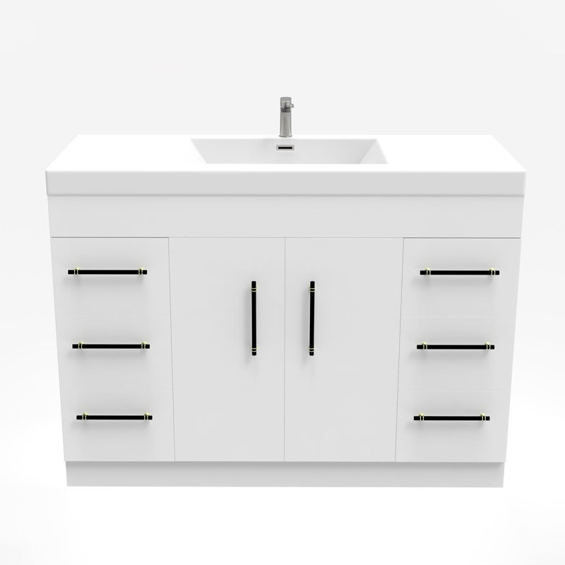 Ensemble de meuble-lavabo simple 47 po, Blanc brillant