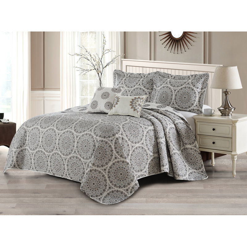 Ensemble de courtepointes en microfibre 5 pièces, Courtepointe grand taille, 2 taies décoratives et