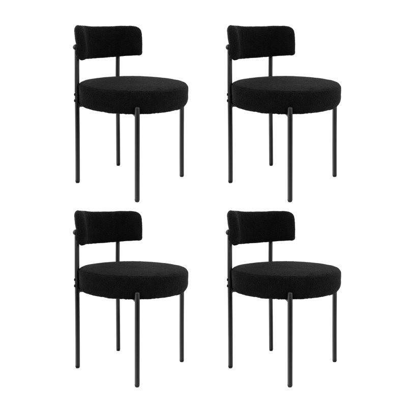 Ensemble de chaises de salle à manger rembourrées Boucle avec coussin large et dossier incurvé, noir, Noir, noir, noir, noir