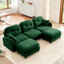 Canapé modulaire en U dans des salles familiales spacieuses, canapé modulaire avec repose-pieds, tissu en chenille de qualité supérieure, avec 2 coussins décoratifs, dossier rembourré en mousse à haute densité, facile à installer, convient aux chambres à coucher, aux coins lecture, vert