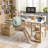 Modern Farmhouse Computer Desk with LED Lights and Power Outlets-219775905