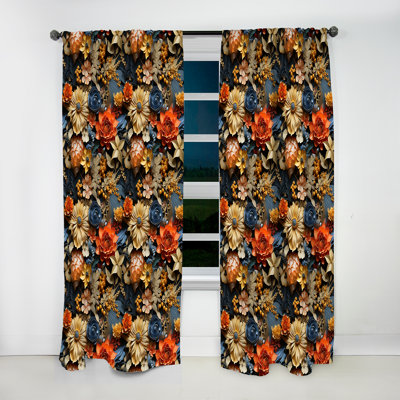 Vintage Tuscan Flowers II - Glam Velvet Curtain - Room Darkening - 1 panel