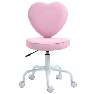 HOMCOM Heart Love Shaped Back Design Office Chair With Adjustable Height And 360 Swivel Castor Wheels by Ivy Bronx