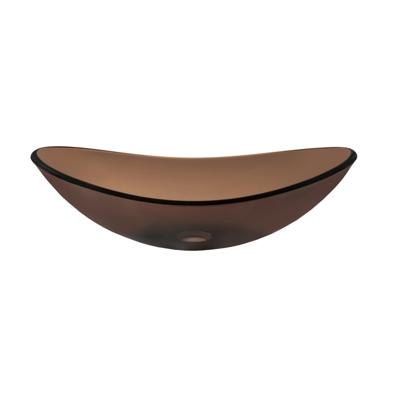 Novatto 15'' Brown Glass Oval Bathroom Sink, Oil Rubbed Bronze