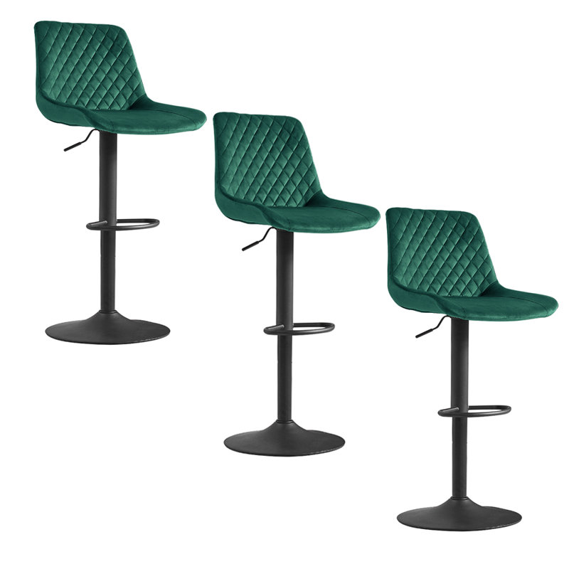 Aaminah Swivel Adjustable Height Velvet Bar Stool, Green