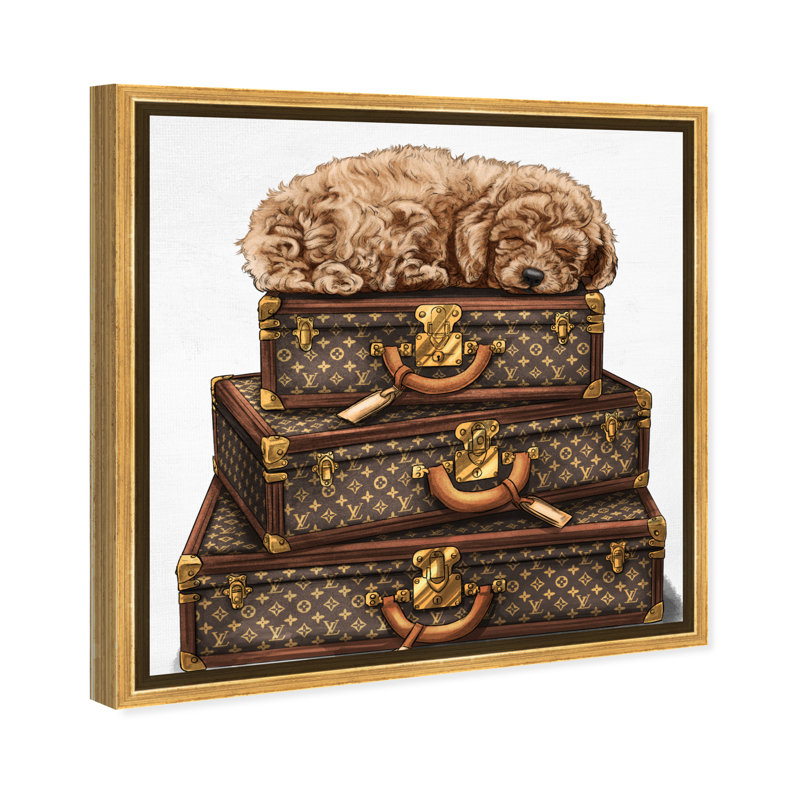 " Sleeping Poodle ", 16" H x 16" W x 1.5" D, Gold Framed
