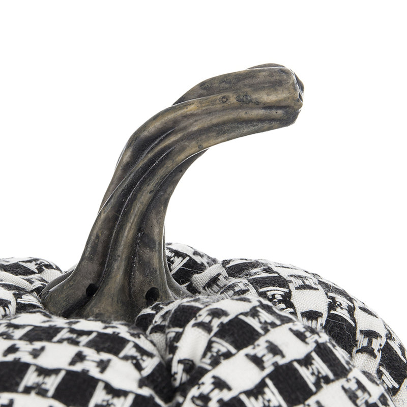 Décoration citrouille en tissu 7 x 7 x 6,7 po noir et blanc, pour les fêtes d'Halloween