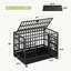Cage à chien pliante noire en métal avec plateau amovible, cage à l'épreuve des fuites avec roues verrouillables et verrous robustes-365510778