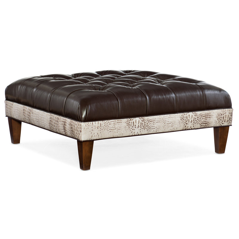 XL Fair-N-Square Square Ottoman, #9 Natural, Plantation, Rio Mineral Genuine Leather