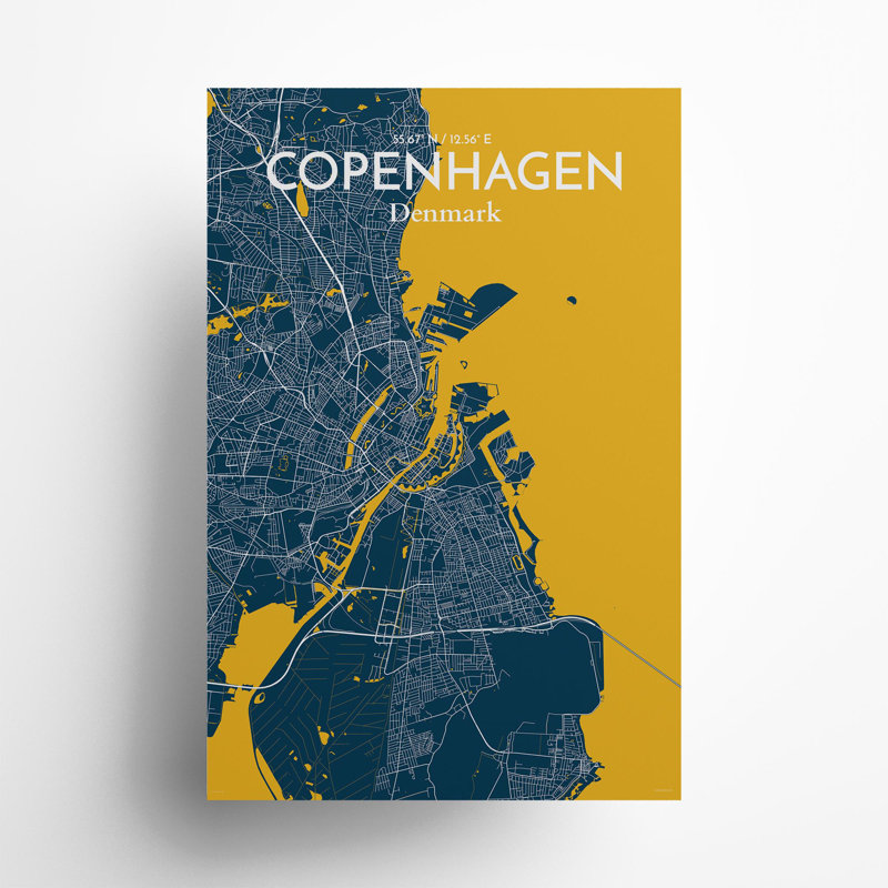 Copenhagen City Map In Amuse - No Frame Print, 36cm H x 24cm W x 0.05cm D