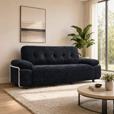 Canapé rembourré de 88,98 po de largeur, coussins de siège à assise profonde de 35,43 po de profondeur, canapé en chenille de 33,8 po de hauteur pour petit salon, appartement