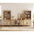 Corretta Sideboard Cabinet With Bar Hutch, Buffet Cabinet With 2 Drawers, 3 Tier Shelves, 2 Glass Doors And 6 Wood Doors, Oak, 125''