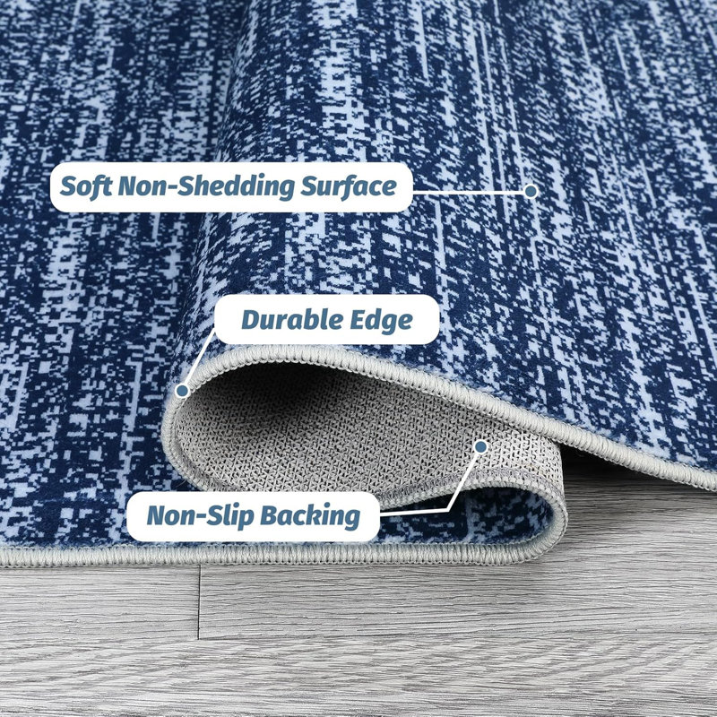 Washable Area Rug, Soft Non-Slip Modern Rug for Bedroom, Living Room, Office, Dining Room, Thin, Rectangle 8' x 10'