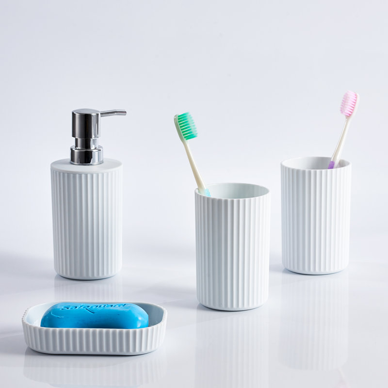 Carletha Bathroom Accessory Set, White