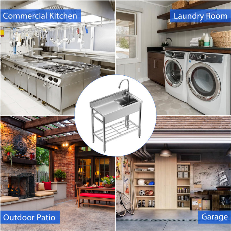 Stainless Steel Laundry Sink with Faucet