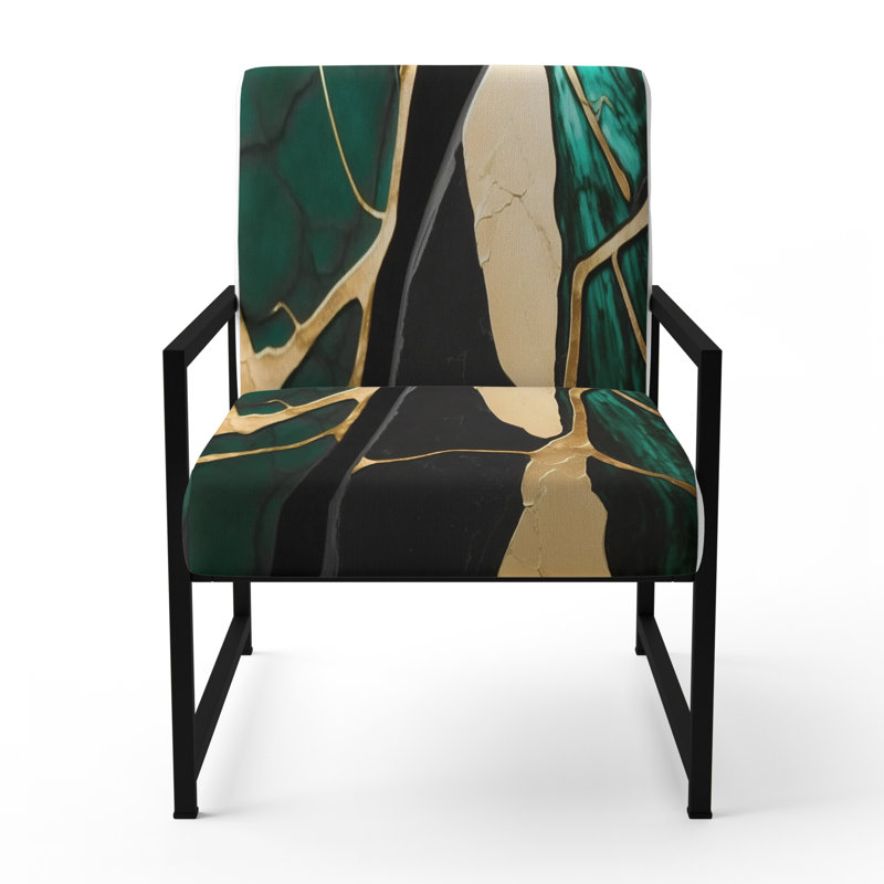 Fauteuil d'appoint rembourré en marbre Daelen, Noir, noir, noir, noir