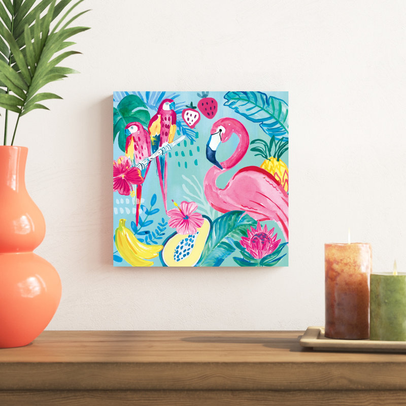 Flamants roses V, H 12 po x l 12 po x P 1,25 po