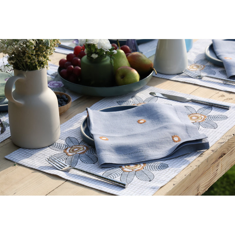 Elephant Apple Flowers Table Placemat 14x20 Inch, Blue
