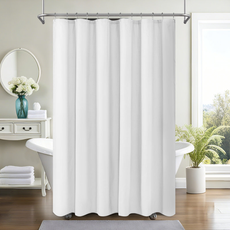 Rideau de douche doux et léger en tissu uni gaufré, Blanc