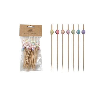 Bamboo Strip Ball Beads Shape Skewers