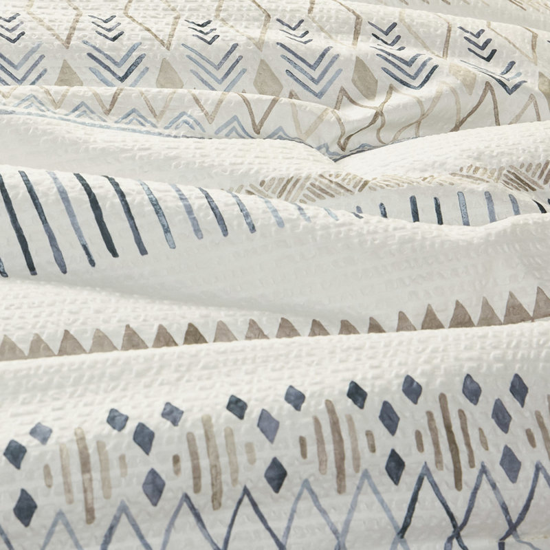 Édredon - Double / grand imprimé microfibre douce en microfibre bleu et taupe à motif géométrique diamant