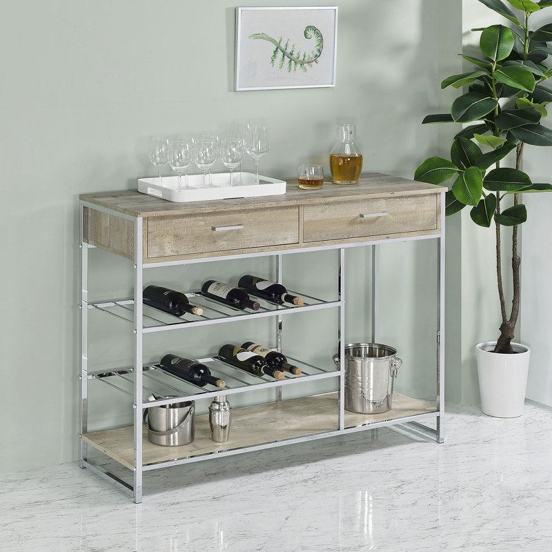 Rangement pour bar à 2 tiroirs avec support à vin