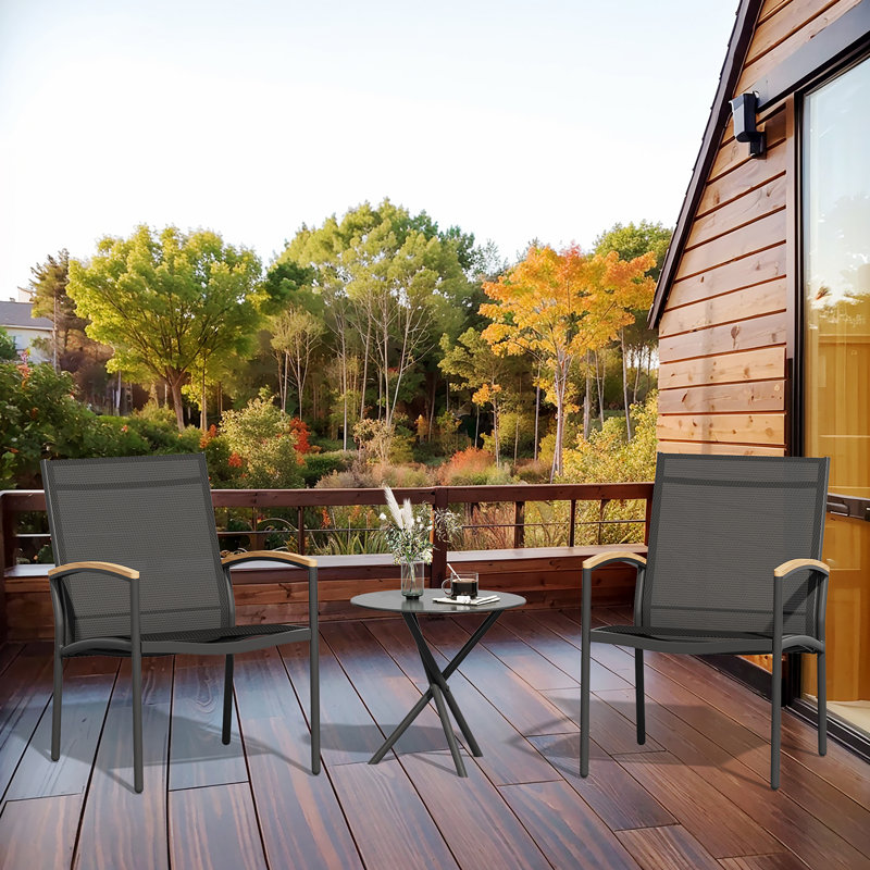 Happel Wicker 2 - Person Patio Conversation Sets with Cushions, Black