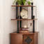 Armoire de coin en bois massif brun noyer + noir