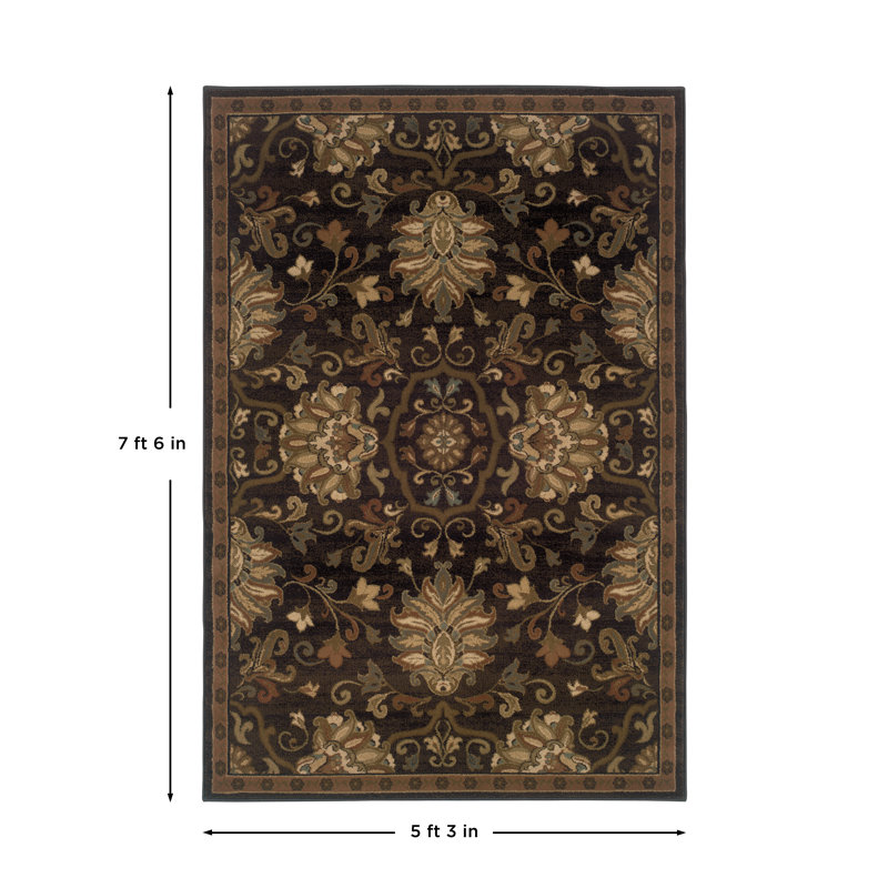 Tapis oriental brun / beige Heavener, Rectangle 5 pi 3 po x 7 pi 6 po