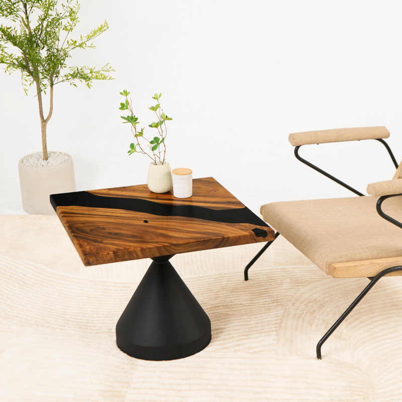 Table basse carrée en époxy 29 po, H 16 po x L 29 po x l 29 po