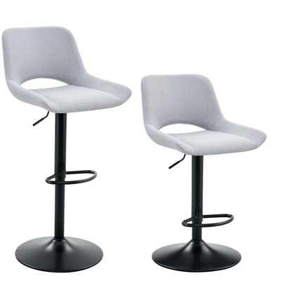 Ensemble de 2 tabourets de bar réglables Modern Modern, tissu en lin gris clair, pouvant supporter jusqu'à 250 lb, convient aux bars à la maison et aux îlots de cuisine.