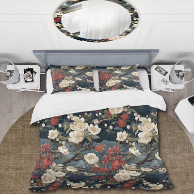 Eastern Tea Retreat Floral Duvet Cover