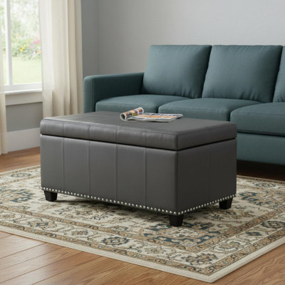 Banc de rangement rembourré en simili cuir et bois massif 33 pouces Gracie Mills